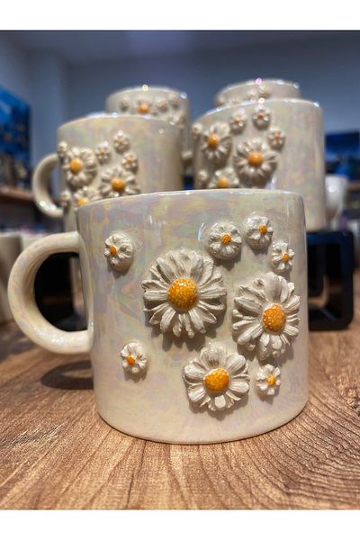 GIFTPALACE Daisy Pearlescent Ceramic Mug