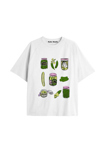 Kalic Studio Tricou alb cu imprimeu Pickles vintage Y2k COD 202