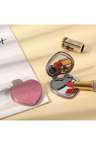 ACAR TAKI Stylish Heart Simplated Foldable Portable Makeup Mirror Acr5044