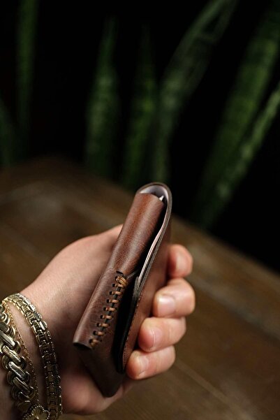 eonaks Kansas - Δερμάτινη θήκη κάρτας και πορτοφόλι με κρυφό διαμέρισμα για στυλό