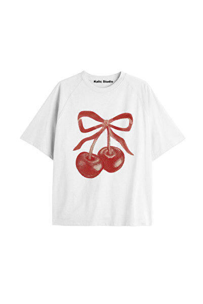 Kalic Studio Tricou negru cu imprimeu Y2k vintage Cherry KOD 72