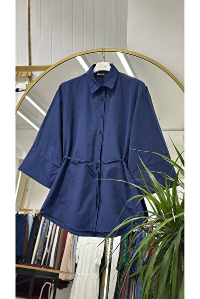 She Olive Τονίκ με κουμπιά στο μπροστινό μέρος και λεπτομέρεια με κορδόνια