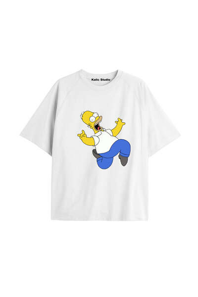Kalic Studio Tricou alb imprimat cu Simpson, Y2K, cod 275