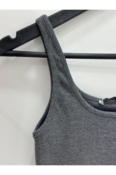 MELTEM TUĞAN Thin Strap Ribbed Athlete Anthracite