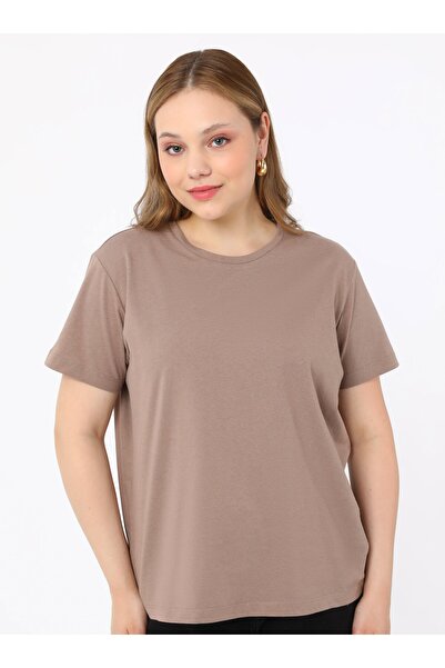 ALİA T-Shirt Crew Neck Plus Size - Mink - Alia