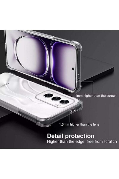 SKYDDAR INNOVATION Cover for Oppo Reno12 Pro, Shockproof Clear from Silicon Slim, Transparent, sticker set
