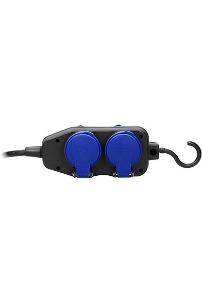 Orno Prelungitor OR-AE-13160(GS)/10M, 10 m, 4 x 2P + Z, IP44, capac ermetic, cârlig, negru/albastru