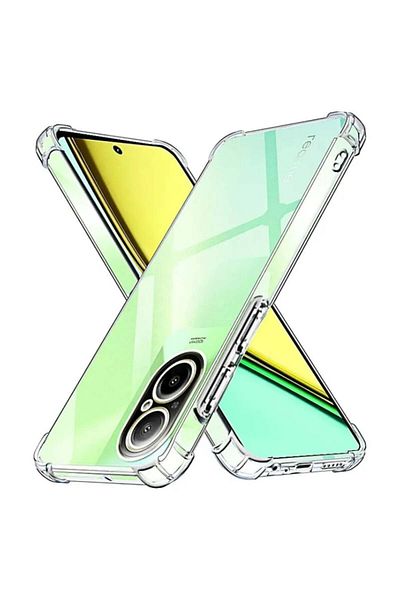 SKYDDAR INNOVATION Carcasă pentru Realme C67 4G, rezistentă la șocuri, transparentă, subțire, din silicon, transparentă, set de autocolante