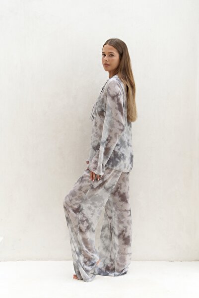 BOHEMAİ Saifudin Lace Detailed Gray Shirt Trousers Set