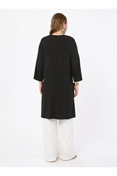 ALİA Snap Detailed Plus Size Tunic - Black - Alia