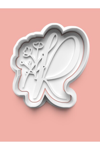 AKTASTORE قالب كوكيز على شكل حرف R منقوش بالزهور وقالب عجينة السكر