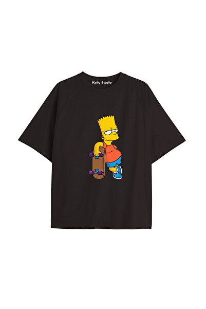 Kalic Studio Tricou negru Y2K Vintage Simpson cu imprimeu Code 301