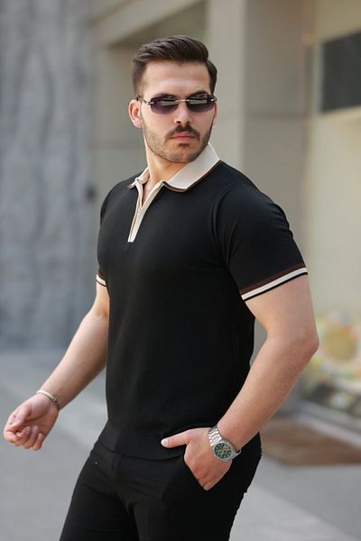 modaserdem Men's colorful collar short sleeve t-shirt
