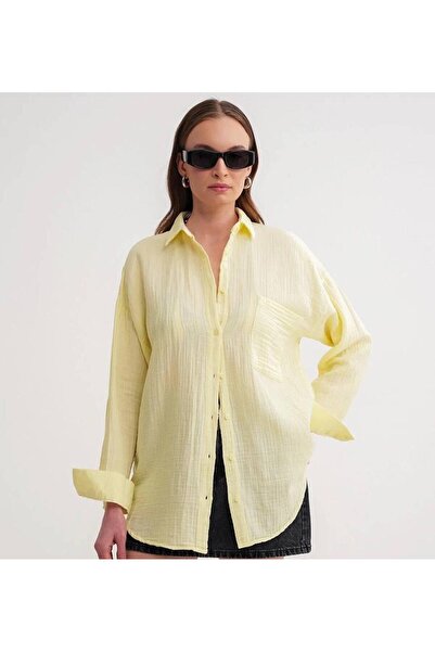 QBZ MÜSLİN KUMAŞ OVERSİZE GÖMLEK PAMUKLU