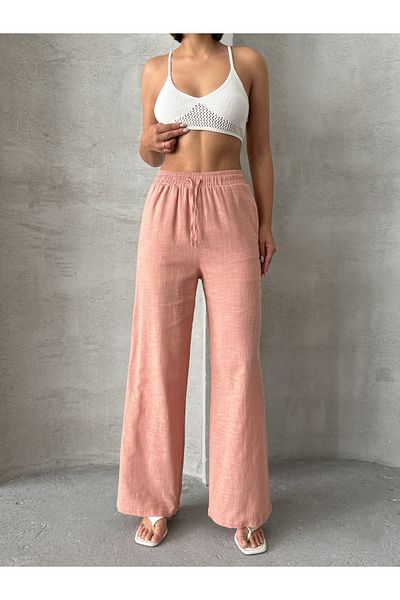 Miss Prova Waist Tie Detailed Linen Trousers Misspnt2669