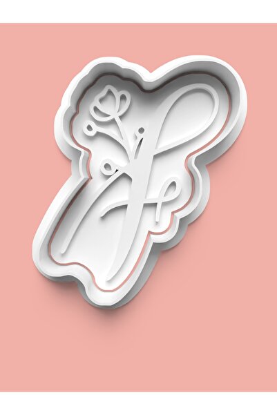 AKTASTORE قالب كوكيز على شكل حرف F منقوش بالزهور وقالب عجينة السكر