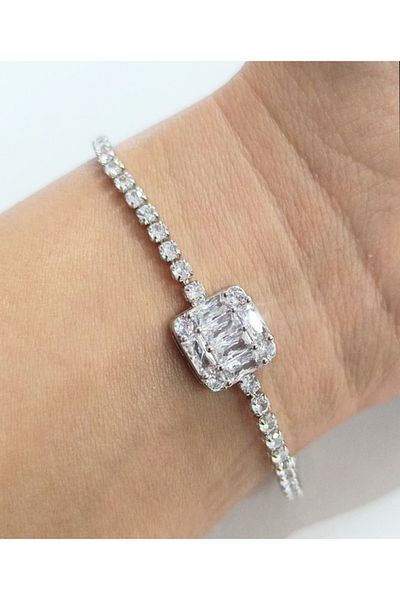 Monalisa Home Luxury Showy Stone Silver Color Bracelet