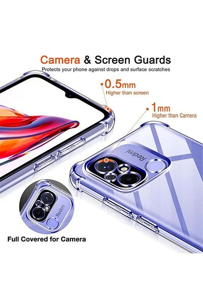 SKYDDAR INNOVATION Carcasă pentru Xiaomi Redmi 12C, rezistentă la șocuri, transparentă, subțire, din silicon, set de autocolante