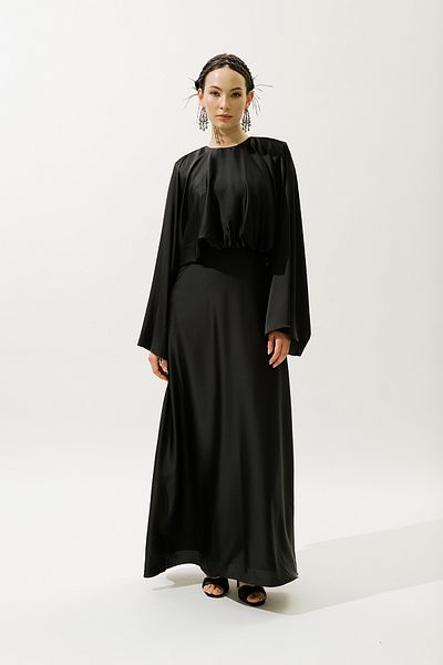 Manuka ΒΡΑΔΙΝΟ ΦΟΡΕΜΑ ADELE SATIN ΜΑΥΡΟ