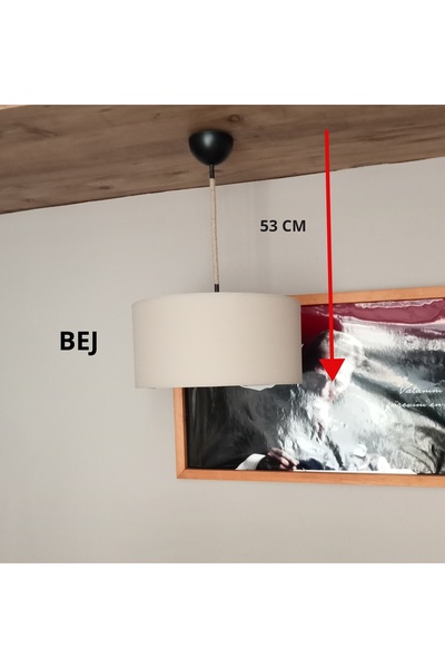 Balsa Dekor Avize- Bej-jüt Örgü Kablo- Yedek Başlık-genç&çocuk Odası&salon&antre