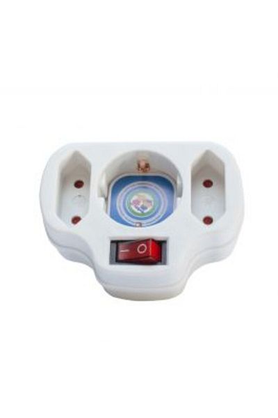 Homelux Adaptor triplu cu intrerupator Commel, protectie copii, 16A, 250V, alb
