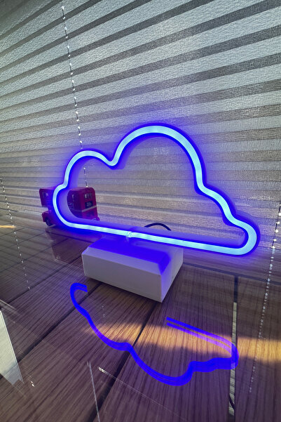 loftico Neon Led Bulut Mavi - 20 cm - İster Duvara As, İster Masaüstü - Genç ...