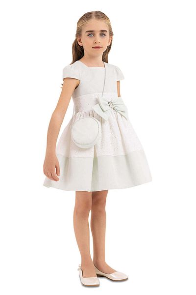 Pamina Elegant Dress with Bag, Pamina - for Girls, with Embroidered Pattern, Green, 33315 - 128 cm