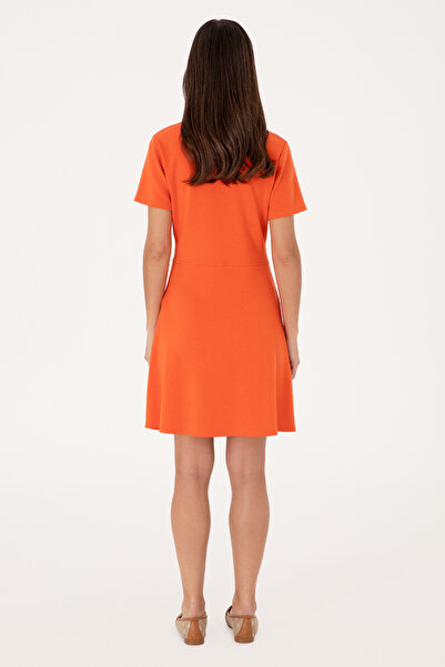 U.S. Polo Assn. Women's Pomegranate Flower Polo Neck Mini Size Knitted Dress 50299536-Vr039