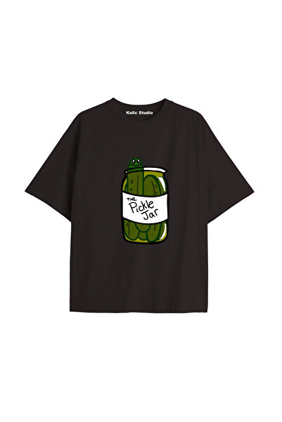 Kalic Studio Tricou negru imprimat cu murături vintage Y2K, cod 253