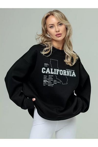 Boi Унисекс суитшърт California с кръгло деколте, черен