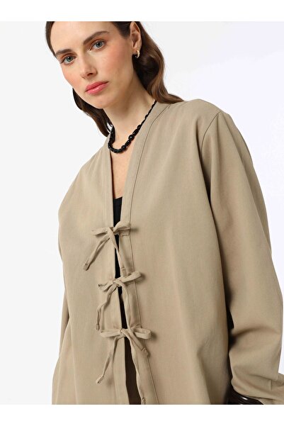 Benin Κιμονό με λεπτομέρεια δεμένη μπροστά - Μπεζ - Μπενίν