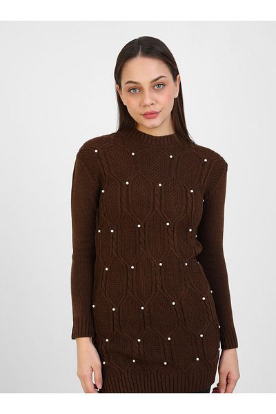 Por La Cara Knit tunic - brown - por la cara