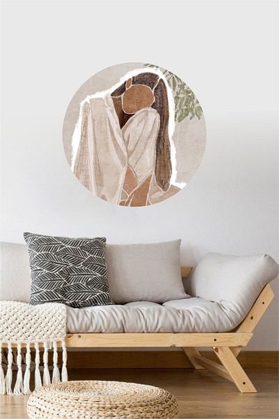 Piksel Grafik Boho Woman Full Circle Wall Sticker - Bohemian Collection