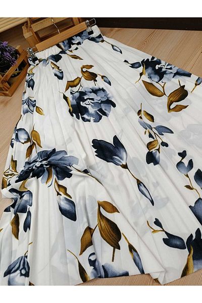 ALMİNA Standard Size, Crepe Fabric, Half-Lined Pleated Skirt