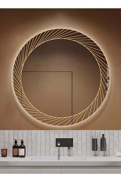 Taimi Set of 2 Round Bathroom Mirror Touch LED Light 3 Light Colors for Bathroom Bedroom Vanity 80cm