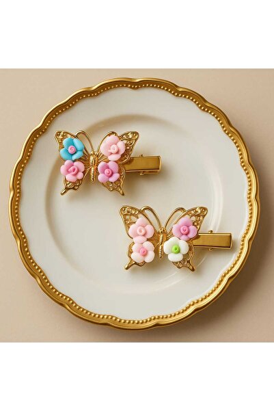 gigigiyim Çiçek Detaylı Kelebek Pens Toka