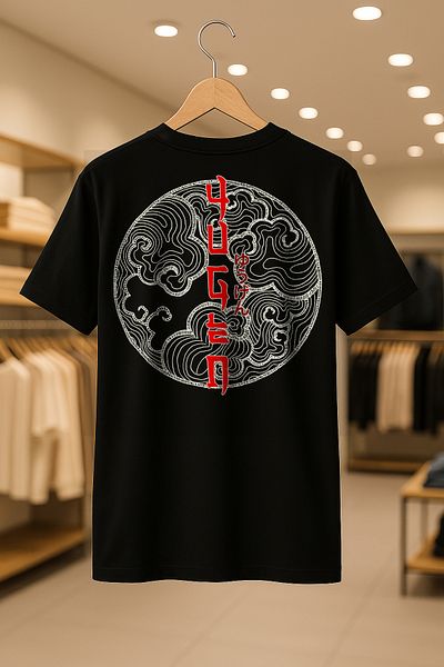 SELF CONTROL Μπλουζάκι με ιαπωνικό σχέδιο Oversize Unisex 100% βαμβακερό αναπνεύσιμο χοντρό ύφασμα