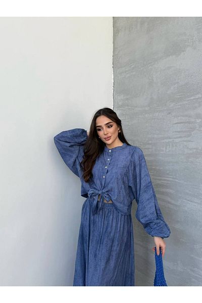 JESSE STORY Women's Skirt Shirt Suit Front Lace-Up