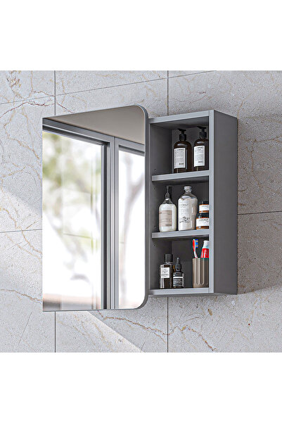 ROOMART Likya Kulpsuz Tek Kapaklı Açık Raflı Aynalı Mdflam 70 Cm Aynalı Banyo...