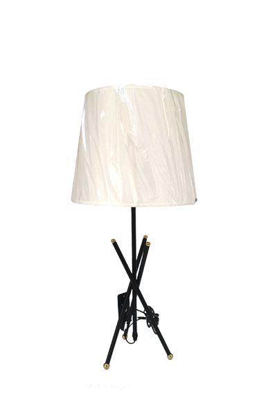Living Modern Black Iron Table Lamp with White Fabric Shade