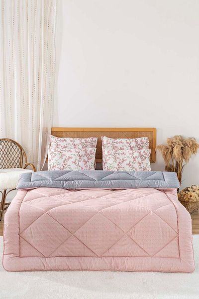 Rivaİstanbul Powder-Grey Modie Double-Sided Luxury Quilt 195X215 cm