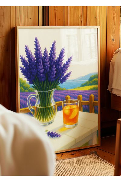ARTHOUSECOLLECTIVE Καλοκαιρινή αφίσα Lavender Garden – Μωβ εδάφη και παγωμένο τσάι νεκρή φύση - Αφίσα χωρίς πλαίσιο