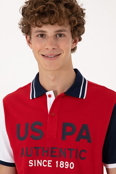 U.S. Polo Assn. Men's Regular Fit Red Polo Neck T-Shirt 50299803-Vr030