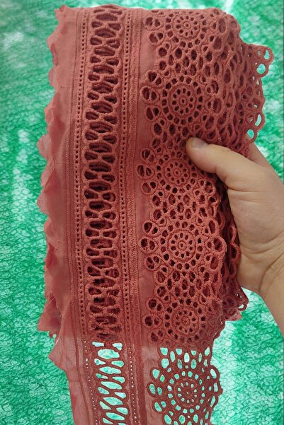 DUAYEN güpür vual aplike kiremit renk mükemmel desen 1 metre