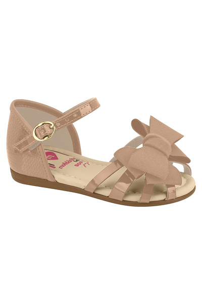 Molekinha صندل بناتي صغير بحزام خلفي بلون بيج | صنع في البرازيل