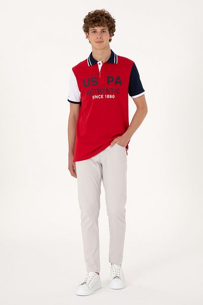U.S. Polo Assn. Pantaloni de pânză gri deschis pentru bărbați 50309126-VR001