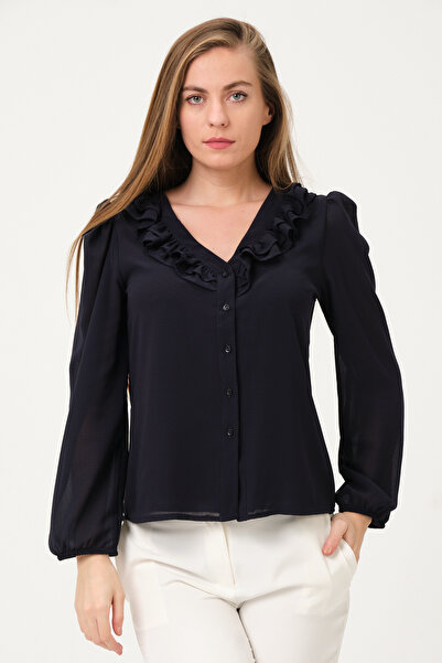 Shahiqa Yakası Fırfırlı Gömlek