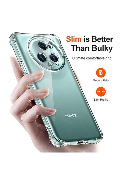 SKYDDAR INNOVATION Case for Honor Magic5 Pro, Shockproof Clear from Silicone Slim, Transparent, sticker set
