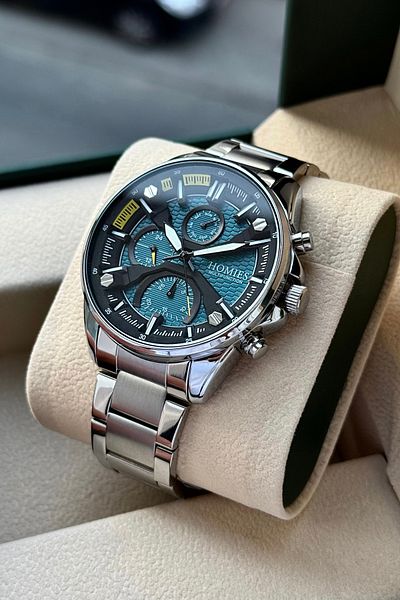 Homies Original Men's Wrist Watch 3 Atm Waterproof Silver Color Steel Cord Gift Box and Bracelet.