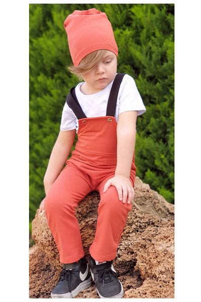 Zevıl Boy's Bottom Top Set, Overalls, Trousers, T-Shirt and Beret 3-Piece Set New Season Combination